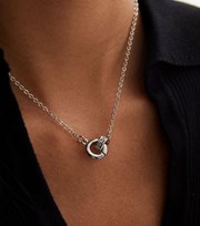 New Look Silver Cubic Zirconia Link Pendant Necklace